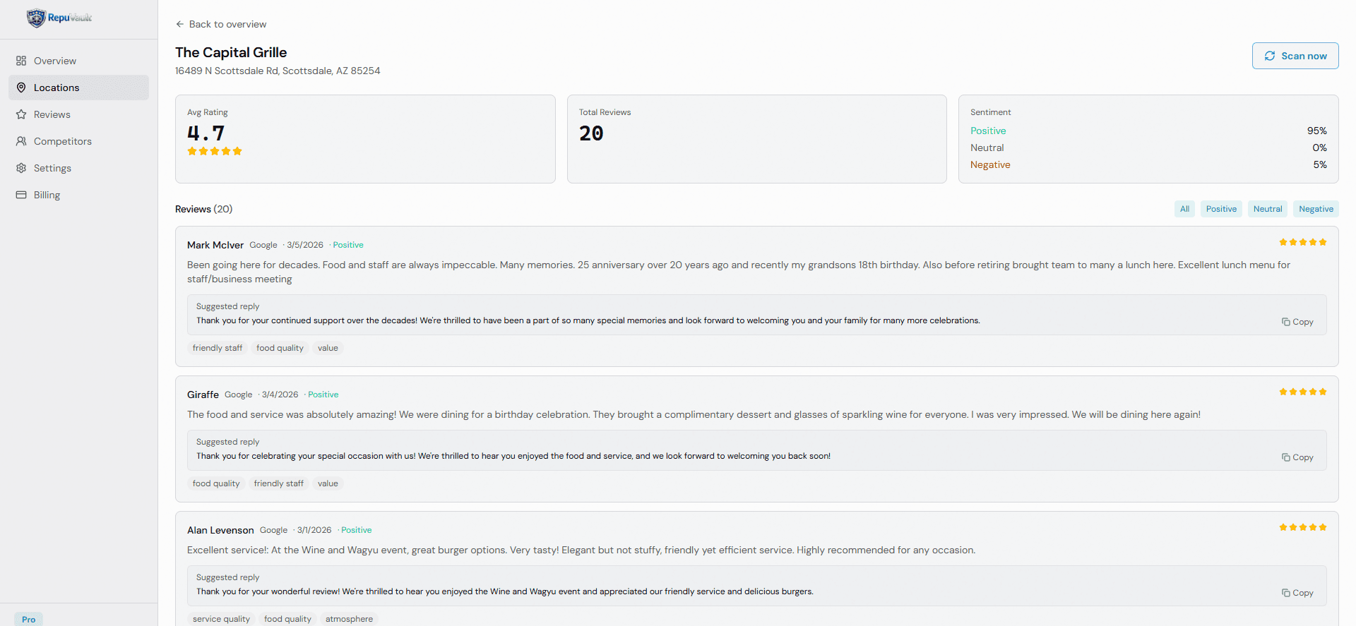 RepuVault dashboard preview